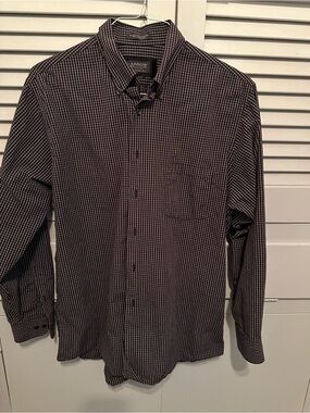Arrow Men's Black and White Mini Check Button-Up Shirt